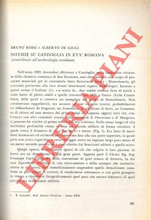 Bild des Verkufers fr Notizie su Candoglia in et romana (contributo all'archeologia ossolana) . zum Verkauf von Libreria Piani