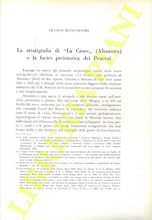 La stratigrafia di  La Croce  (Altamura) e la facies preistorica dei Peucezi.