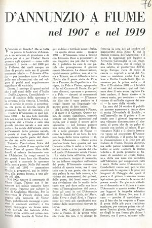 D'Annunzio a Fiume nel 1907 e nel 1919.