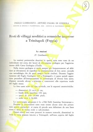 Resti di villaggi neolitici a ceramiche impresse a Trinitapoli (Foggia) .