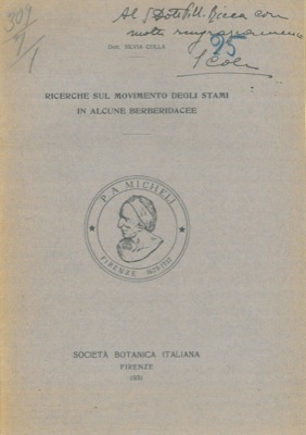 Bild des Verkufers fr Ricerche sul movimento degli stami in alcune Berberidacee. zum Verkauf von Libreria Piani