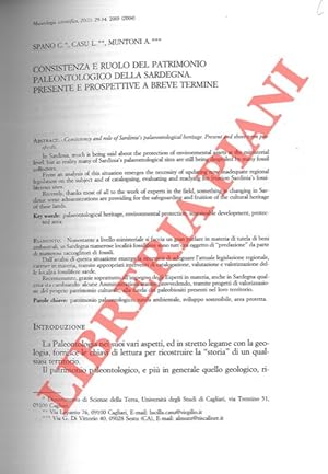 Consistenza e ruolo del patrimonio paleontologico della Sardegna. Presente e prospettive a breve ...