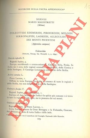 Ricerche sulla fauna appenninica. Coleotteri Edemeridi, Pirocroidi, Meloidi, Serropalpidi, Lagrii...