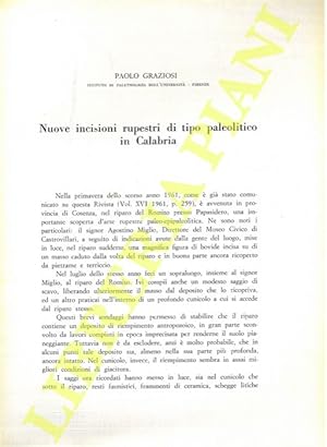 Bild des Verkufers fr Nuove incisioni rupestri di tipo paleolitico in Calabria. zum Verkauf von Libreria Piani