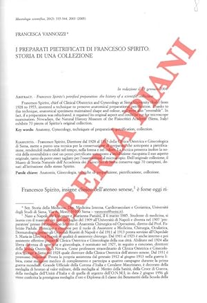 I preparati pietrificati di Francesco Spirito: storia di una collezione.