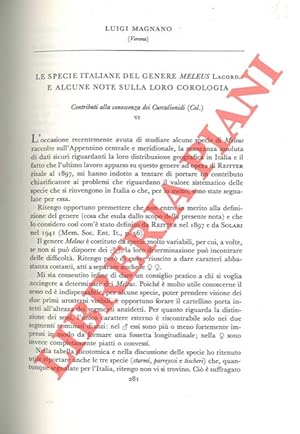 Le specie italiane del genere Meleus Lacord. ed alcune note sulla loro corologia.