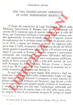 Per una Dissertazione sarsinate di Luigi Ferdinando Marsili.