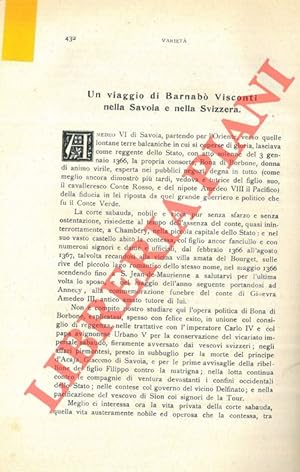 Un viaggio di Barnabò Visconti nella Savoia e nella Svizzera.