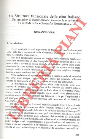 Bild des Verkufers fr La Struttura funzionale delle citt Italiane. Un tentativo di classificazione secondo le esperienze e i metodi della ?geografia quantitativa? . zum Verkauf von Libreria Piani