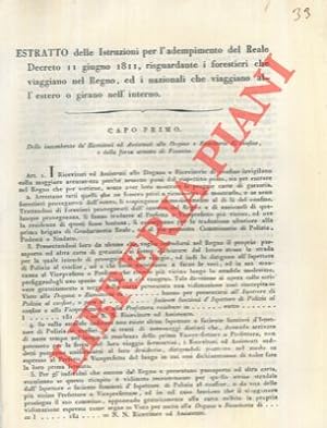 Estratto dell Istruzioni per l'adempimento del reale Decreto dell'11 Giugno 1881, riguardante i F...
