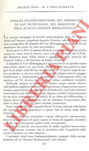 Analisi paleoclimatiche nel deposito di Uan Muhuggiag, nel Massiccio dell'Acacus (Fezzan meridion...