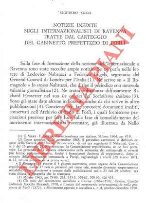 Notizie inedite sugli internazionalisti di Ravenna tratte dal carteggio del Gabinetto prefettizio...
