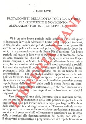 Protagonisti della lotta politica a Forlì tra Ottocento e Novecento: Alessandro Fortis e Giuseppe...