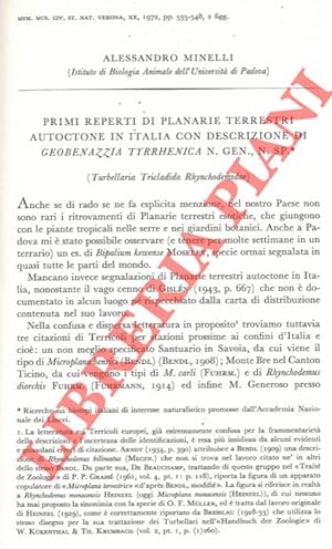 Primi reperti di Planarie terrestri autoctone in Italia con descrizione di Geobenazzia tyrrhenica...