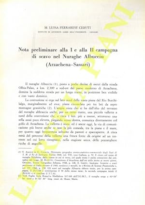 Nota preliminare alla I e alla II campagna di scavo nel Nuraghe Albucciu (Arzachena-Sassari) .