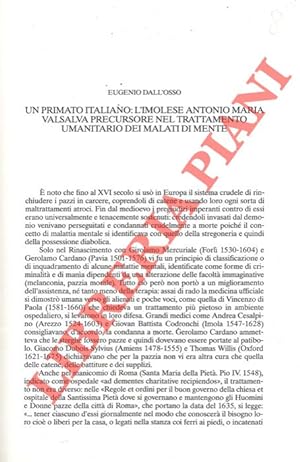 Un primato italiano: l'imolese Antonio Maria Valsalva precursore nel trattamento umanitario dei m...