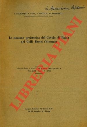 Imagen del vendedor de La stazione preistorica del Covolo di Paina nei Colli Berici (Vicenza) . a la venta por Libreria Piani