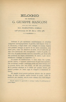Elogio del Professore G. Giuseppe Bianconi.