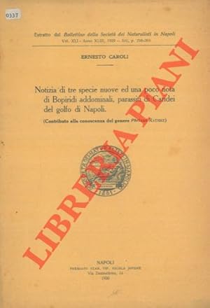 Immagine del venditore per Notizia di tre specie nuove ed una poco nota di Bopiridi addominali, parassiti di Caridei del golfo di Napoli. venduto da Libreria Piani