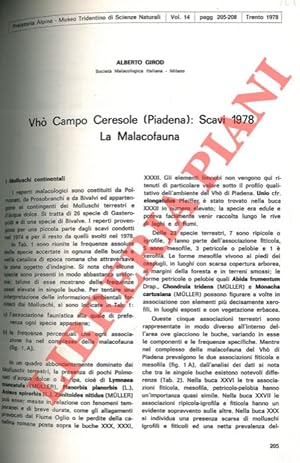 Vhò Campo Ceresole (Piadena) : scavi 1978. La Malacofauna.
