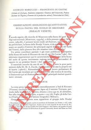 Immagine del venditore per Osservazioni ecologico-quantitative sulla fauna del suolo di Recoaro (Prealpi Venete) . venduto da Libreria Piani