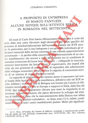 A proposito di un'impresa di Marco Fantuzzi. Alcune notizie sull'attività serica in Romagna nel S...