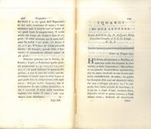 Bild des Verkufers fr Squarci di due lettere scritte dall'ill.mo Sig. D. Alessandro Volta, cavaliere comasco al P.C.G. Campi. zum Verkauf von Libreria Piani