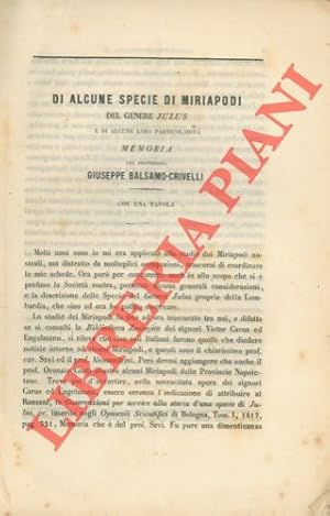 Di alcune specie di Miriapodi del genere Julus e di alcune loro particolarità.