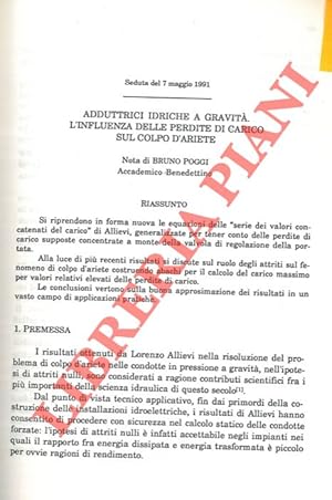 Adduttrici idriche a gravità. L'influenza delle perdite di carico sul colpo d'ariete.