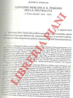 Giovanni Merloni e il periodo della neutralità ( Critica sociale  1914-1915) .