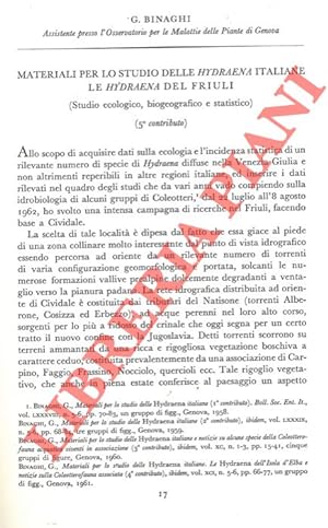 Materiali per lo studio delle Hydraena italiane. Le Hydraena del Friuli.