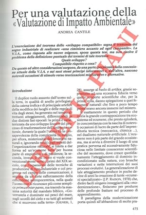 Imagen del vendedor de Per una valutazione della ?valutazione di Impatto Ambientale? . Alcune considerazioni sulle procedure degli studi di impatto ambientale. a la venta por Libreria Piani