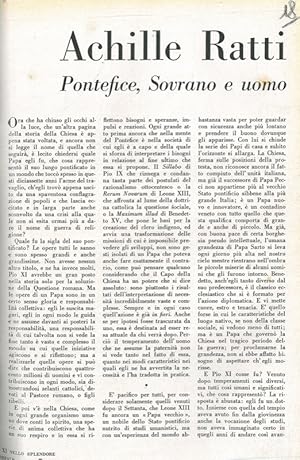 Seller image for Achille Ratti Pontefice, Sovrano e uomo. for sale by Libreria Piani