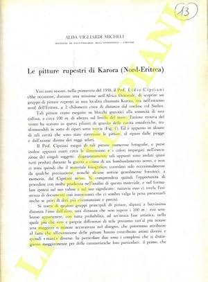 Bild des Verkufers fr Le pitture rupestri di Karora (Nord-Eritrea) . zum Verkauf von Libreria Piani