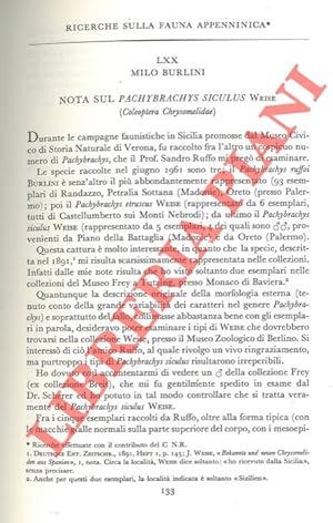 Ricerche sulla fauna appenninica. Nota sul Pachybrachys siculus Weise (Coleoptera Chrysomelidae) .