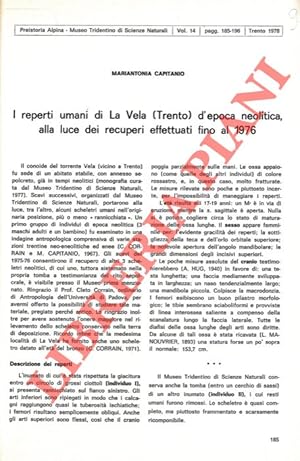 I reperti umani di La Vela (Trento) d'epoca neolitica, alla luce de recuperi effettuati fino al 1...