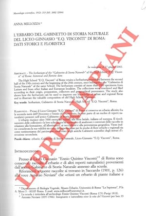 L'Erbario del Gabinetto di Storia Naturale del Liceo Ginnasio  E.Q. Visconti  di Roma: dati stori...