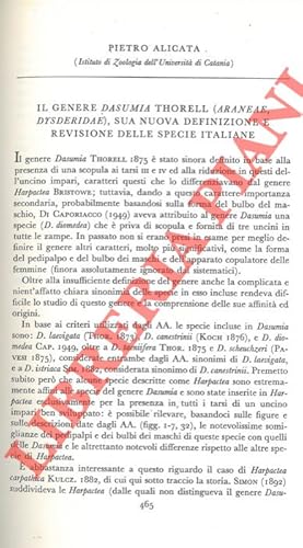 Il genere Dasumia Thorell (Araneae, Dysderidae) sua nuova deifnizione e revisione delle specie it...