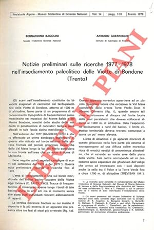 Notizie preliminari sulle ricerche 1977-1978 nell'insediamento paleolitico delle Viotte di Bondon...
