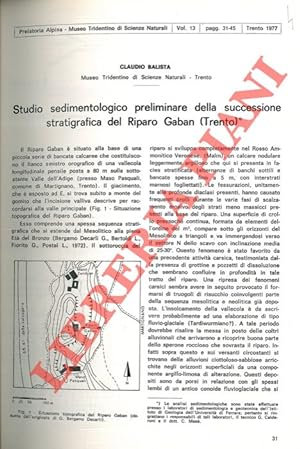 Studio sedimentologico preliminare della successione stratigrafica del Riparo Gaban (Trento) .