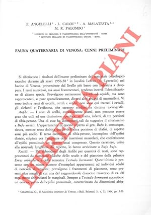 Fauna quaternaria di Venosa: cenni preliminari.