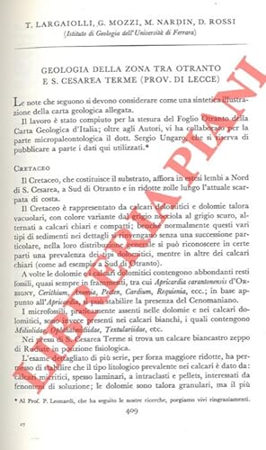 Geologia della zona tra Otranto e S. Cesarea Terme (prov. Di Lecce) .
