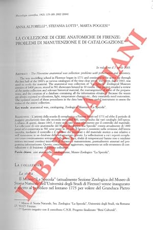 Seller image for La collezione di cere anatomiche di Firenze: problemi di manutenzione e di catalogazione. for sale by Libreria Piani