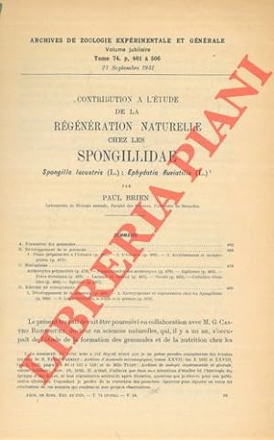 Contribution à l'étude de la régénération naturelle chez les Spongillidae Spongilla lacustris ( L...