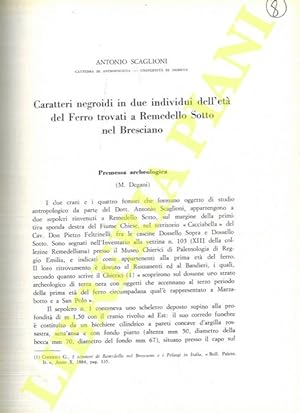 Caratteri negroidi in due individui dell'età del Ferro trovati a Remedello Sotto nel Bresciano.