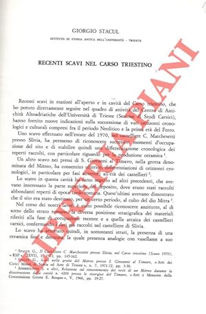 Imagen del vendedor de Recenti scavi nel Carso Triestino. a la venta por Libreria Piani