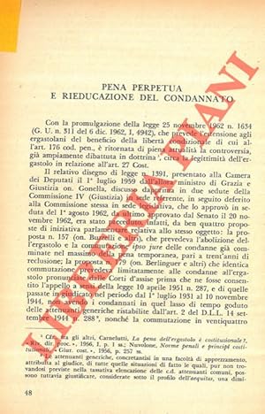 Pena perpetua e rieducazione del condannato.