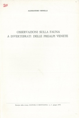 Bild des Verkufers fr Osservazioni sulla fauna a invertebrati delle Prealpi venete. zum Verkauf von Libreria Piani