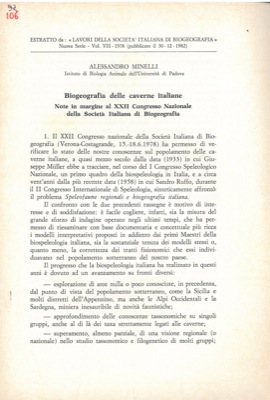 Biogeografia delle caverne italiane. Note in margine al XXII Congresso Nazionale della Società It...