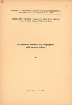 Un approccio numerico alla biogeografia delle caverne italiane.